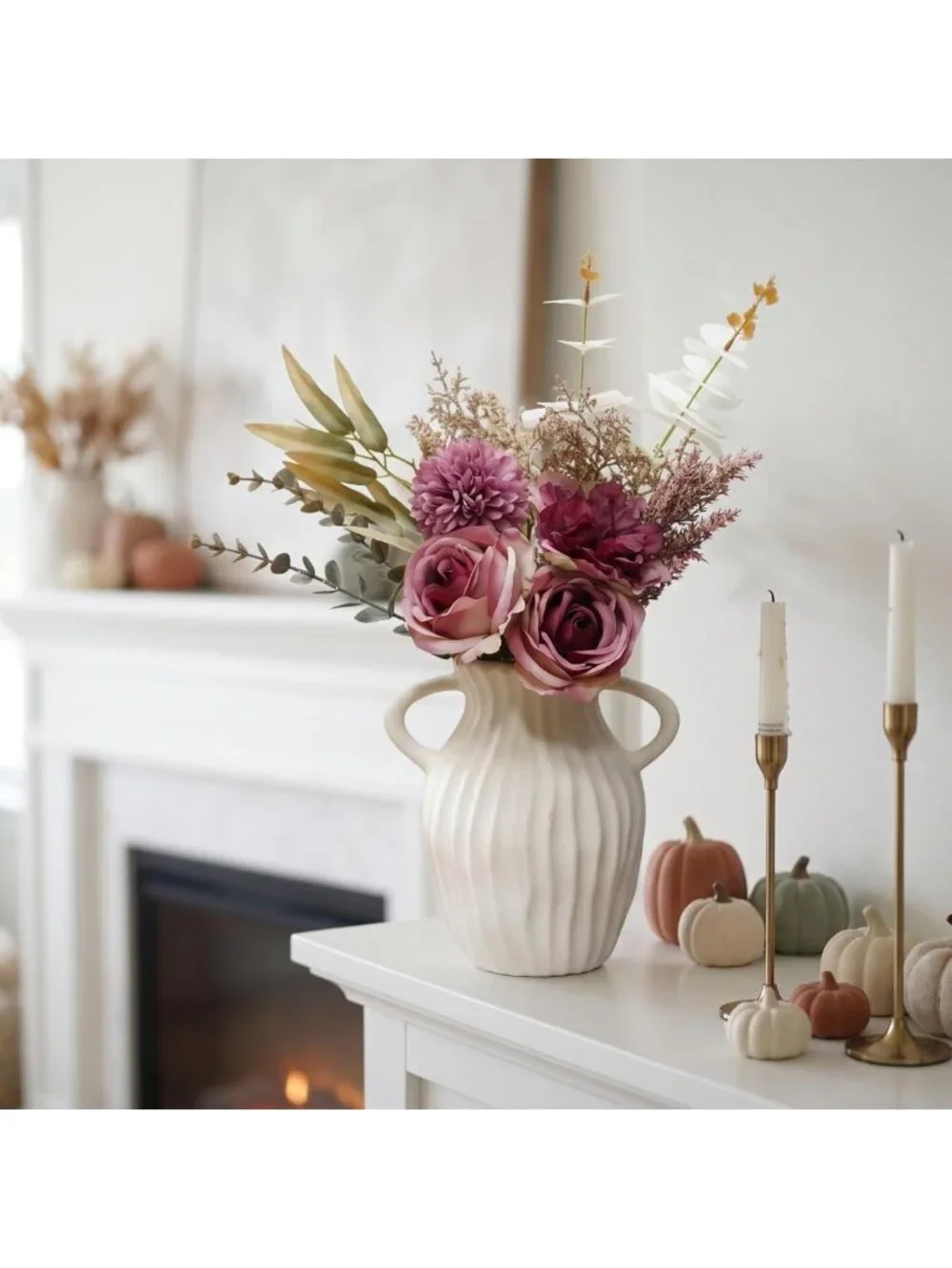 Realistic Faux Silk Flower Bouquet - Elegant Centerpiece for Home Decor